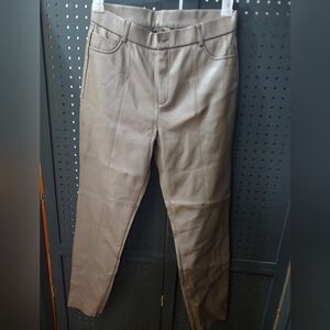 Chic Taupe Faux Leather Trousers